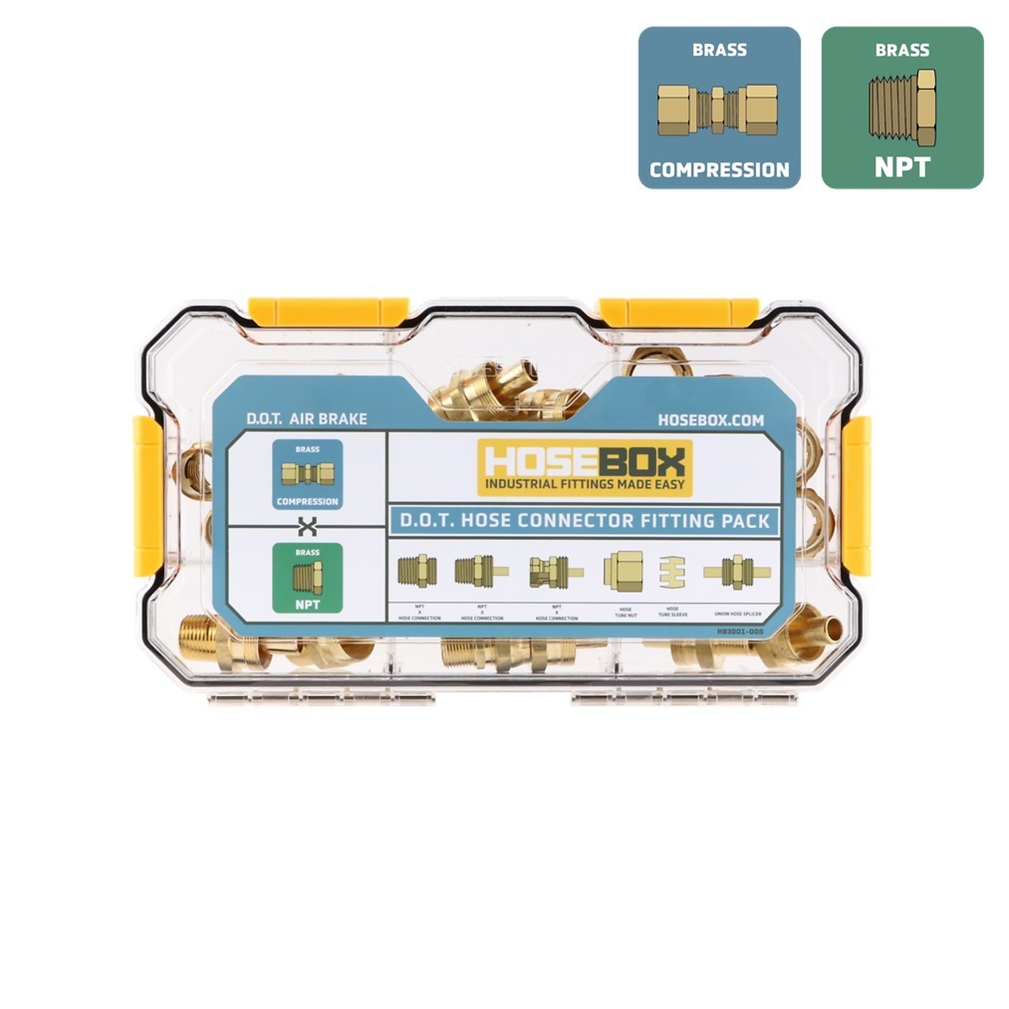 HoseBox D.O.T. Reusable Hose Connection Pack, 42 Hose Connectors, Model# HB3001-008